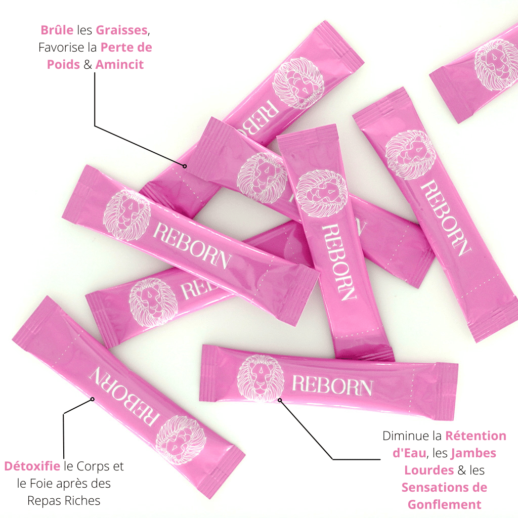 De la poudre fruitée sous forme de sticks à diluer pour brûler des graisse, perdre du poids naturellement et mincir durablement. Détoxifie le corps et le foie après les repas riches. Elimine les excès d&