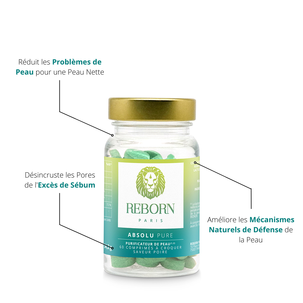 Un complément alimentaire qui réduit les problèmes de peau pour une peau nette, désincruste les pores de l&